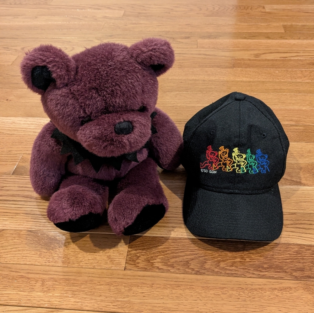 Grateful Dead 1993 Vintage Dancing Bears Cap With Purple Plush Bear